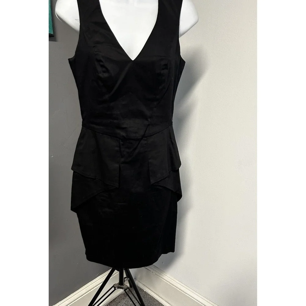 Vince Camuto‎ Women's 2 Black Mini Dress Sleeveless Peplum Sexy Clubwear LBD